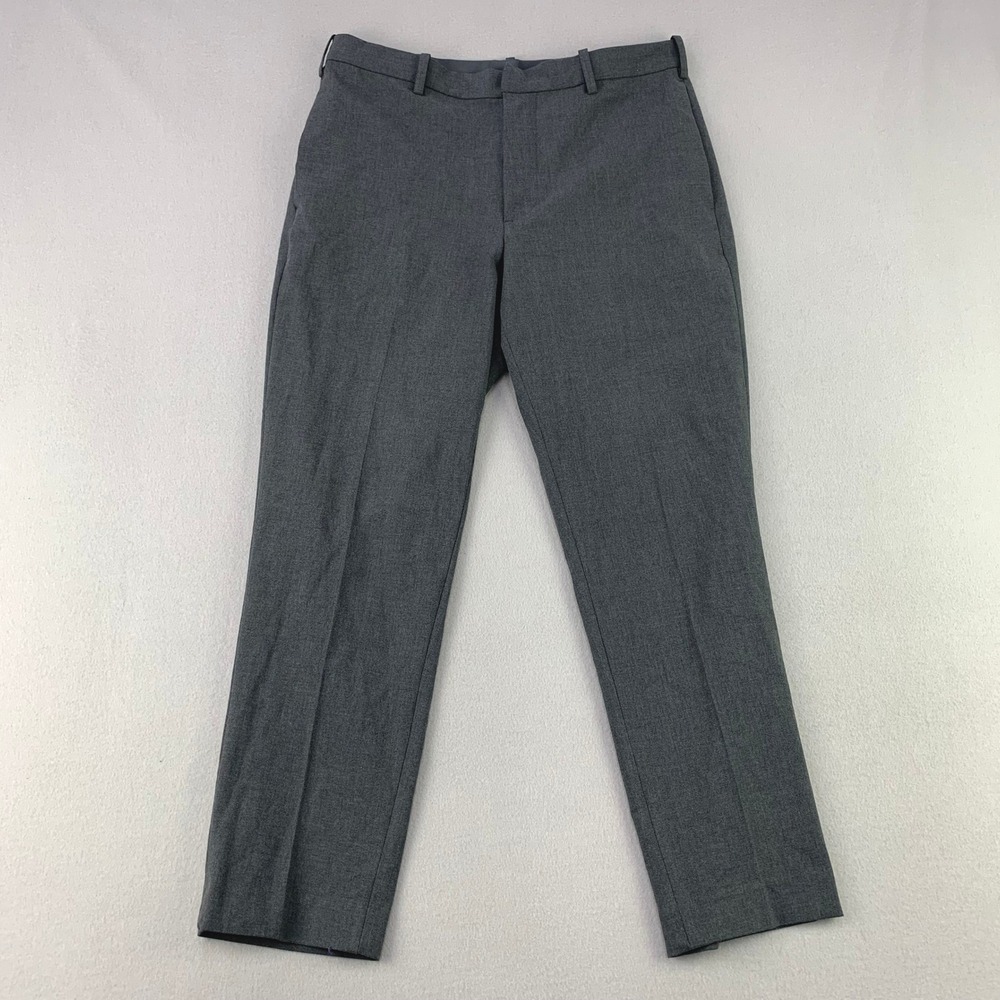 Uniqlo Smart Ankle‎ Pants Womens 12 Gray Flat Front Dress Trousers Career Work